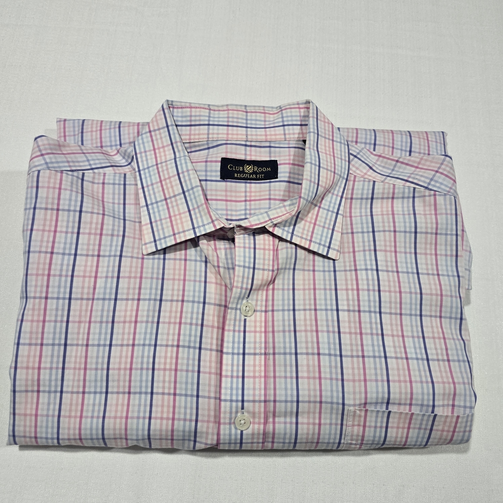 Club Room Multicolored Striped Long Sleeves Button-Down Men's Dress Shirt 17.5